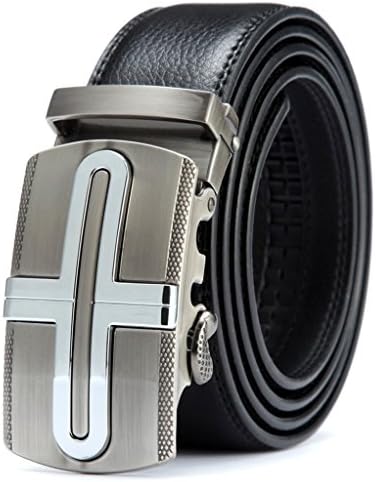 SQUEPLE Mens Scratch Resistant Silver Criss Cross Alloy Automatic Ratchet Belts LY25-0443-1-125
