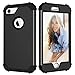 LONTECT Hybrid Heavy Duty Shockproof Full-Body Protective Case with Dual Layer Hard PC+ Soft Silicone Impact Protection for Apple iPhone 7, New Black