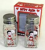 Betty Boop Kitchen Salt & Pepper Shakers - Chef Hearts Glass Style
