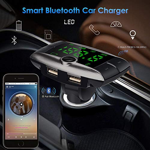 USHOT Wireless Bluetooth FM Transmitter Modulator Car Kit MP3 Player Dual USB Charger Rose Gold One Size