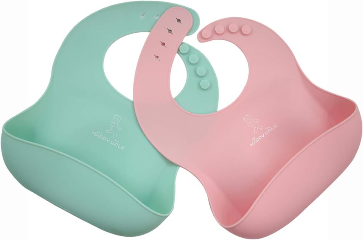 Soft Silicone Baby Bibs Lightweight Feeding Snap Bib, for Toddlers and Babies