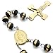 INBLUE Men,Women's Stainless Steel Rubber Pendant Necklace Gold Tone Black Virgin Mary Jesus Christ Crucifix Cross Rosary 26 Inch Chain