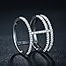 Redbarry 18k Platinum Plated Tri-circles Wheel Micro CZ Paved Mid Finger Rings, Size 8
