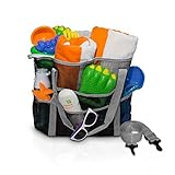 Large Mesh Beach Bag with Shoulder Strap. Great for Beach, Grocery, Picnics, and Camping. Holds Beach Toys and Towels while leaving your hands free. (Grey) by Simply Things