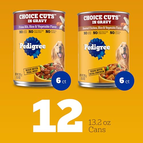PEDIGREE CHOICE CUTS IN GRAVY ADULT SOFT WET DOG FOOD PRIME RIB MULTIPACK, 13.2 OZ. CANS 12 PACK