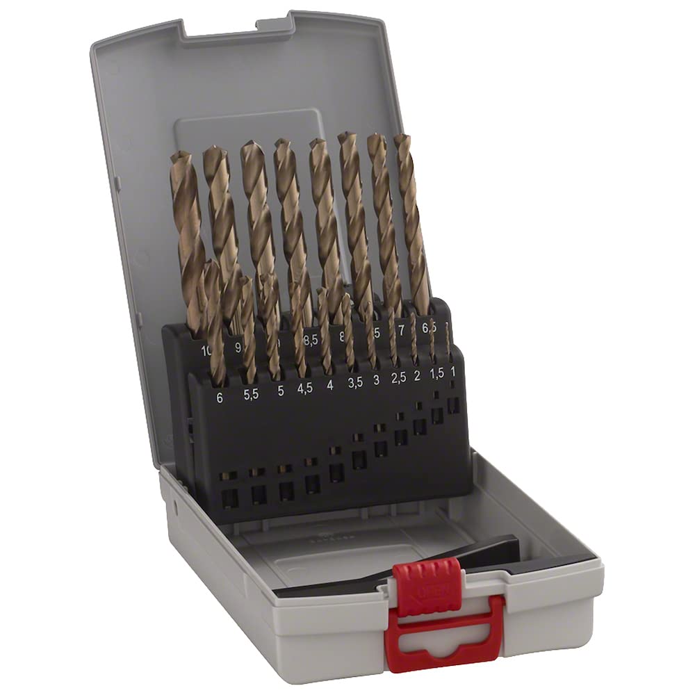 Bosch Accessories 19 Pièces Jeu De Forets Métalliques Hss-Cobalt Probox (pour L'Acier Inoxydable, Accessoires Perceuse-Visseuse) Or