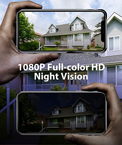 Outdoor Security Camera, Wireless Outdoor Camera with Color Night Vision, AI & PIR Motion Detection, Battery Powered Security Camera Wireless Outdoor, 1080P HD Security Camera（White + Black, 2 pack）