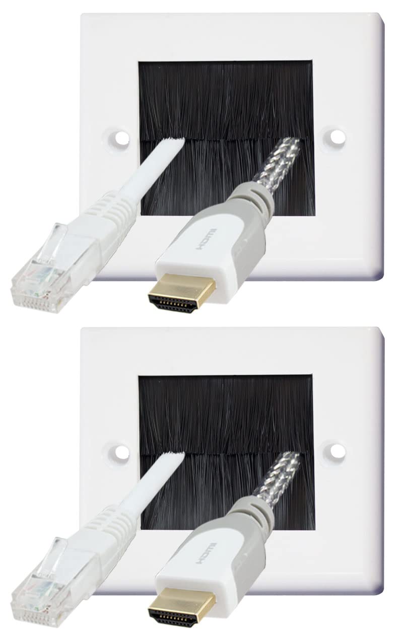 Auline Black Brush White Surround Single 1 Gang Wall Outlet Cable Entry Plate Tidy Mount Face Plate Wall Plate (2)