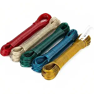Sitaram Traders 10 Meter Multi use Anti Rust PVC Coated Stainless Steel Wire Rope for Hanging Drying Clothes (Pack of 1)