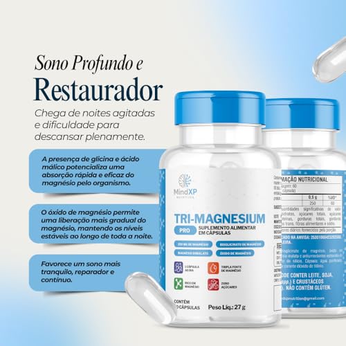 2x Tri-Magnesium Pro 120 Porções - COMPLETA FONTE DE MAGNÉSIO - Dimalato, Bisglicinato e Óxido de Magnésio
