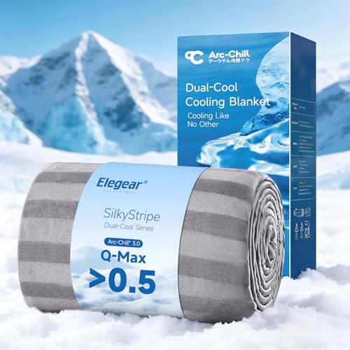 Elegear Revolutionary Cooling Blanket Queen, Absorbs Heat to Keep Body Cool for Night Sweats, Double Sided Arc-Chill3.0 Cooling Fiber Q-Max>0.5, Lightweight Summer Cold Blankets for Sleeping 79“ x 86”