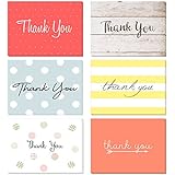 (48 Pack) Thank You Cards Set with Envelopes - Professional Paper with red Yellow Silver Blue Pink Designs and Blank White Inside - Bulk Pack of Notes Perfect for Baby Shower Wedding Birthday Party