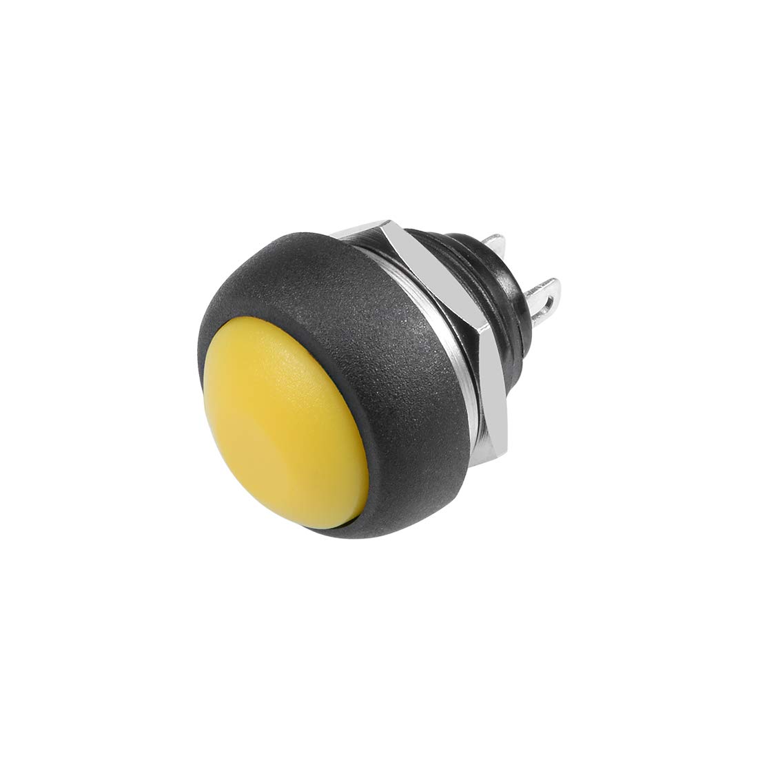 sourcing map 5Pcs,12mm Yellow Momentary Push Button Switch Round Flat Button SPST NO