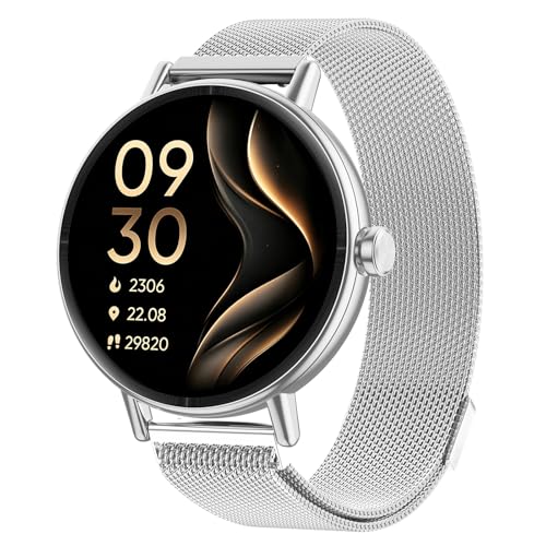 Gydom Women's Round Smartwatch 1.27 Inch Smart Watch with Phone Function, Fitness Watch with SpO2 Heart Rate Stress Calories Sleep Pedometer, 100+ Sports Modes IP68 Waterproof Sports Watch for iOS