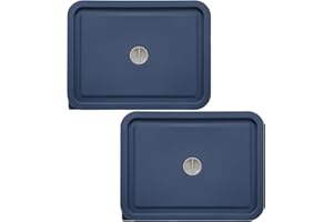 Replacement Lids for Pyrex 7211-PC 6 Cup Rectangle, Silicone Storage Cover Lid for Glass Bowl 2 Pack with Date Mark