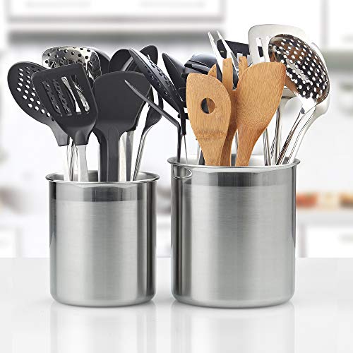 Cook N Home Stainless Steel Utensil Holder Jumbo 2PC Set, 5.5inch x 6.