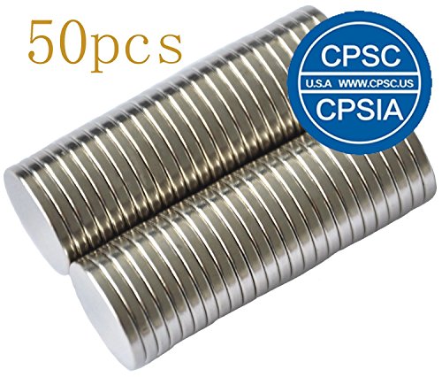 Cutequeen 15x2mm(0.59" x 0.079") Round Ceramic Brushed Nickel Magnets for Office,Fridge,hobbies,Crafts and Science(pack of 50)