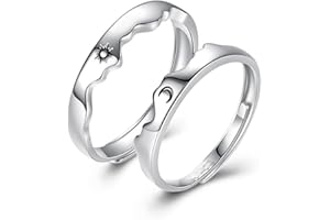 MIFYNN Matching Rings for Couples Promise Rings for Him & Her Engagement Wedding Rings Set Adjustable Silver Couple Rings Statement Rings Valentines Day Gifts