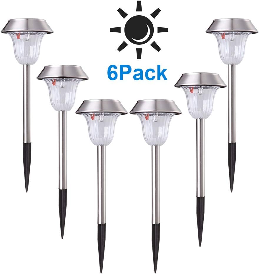 KAOXIYU Solar Lights Outdoor, Solar Garden Lights, Solar Path Lights Waterproof Outdoor Walkway Lights Used for Sidewalks, Patio, Path, Lawn, Garden, Yard Decor, Double Waterproof Seal (6 Pack)