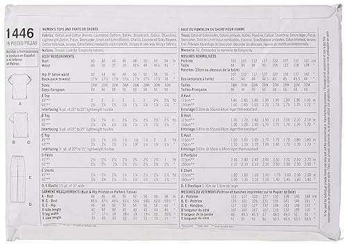 Simplicity US1446FF Easy to Sew Women's Shirt, Pants, and Shorts Sewing Pattern Kit, Code 1446, Sizes 18W-24W