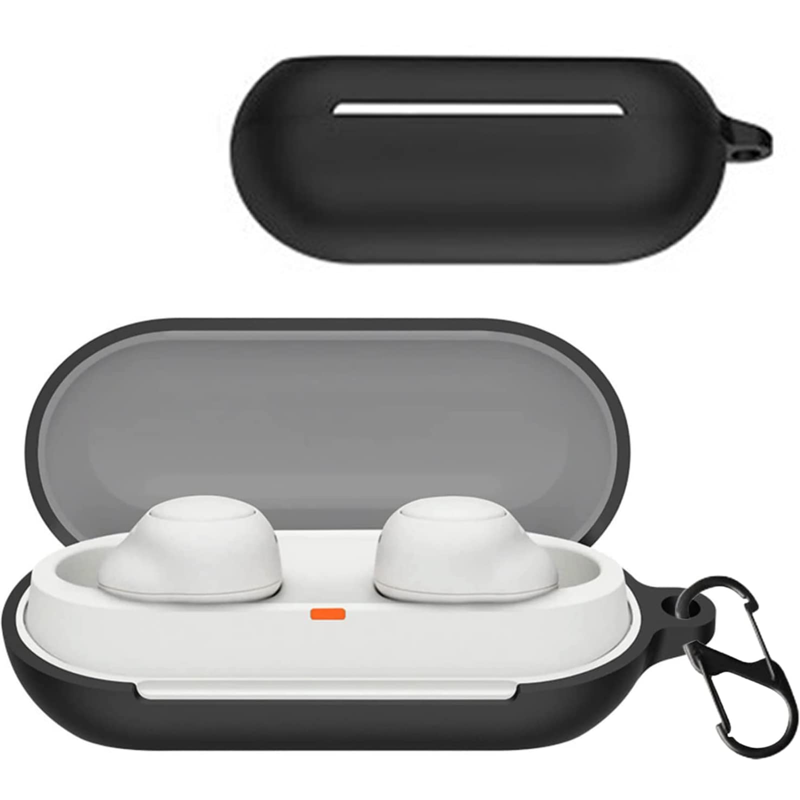 KZIOACSH Case for SONY WF-C700N, Flexible Ultra Slim Shock-Absorbing Silicone Headphone Case Skin Portable Lightweight Anti-Lost Washable Earbuds Cover with Carabiner for SONY WF-C700N,Black
