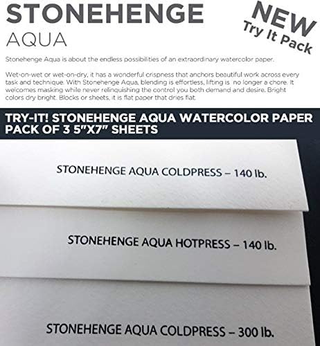 Try-It! Stonehenge Aqua Watercolor Paper Pack of 3 5"x7" Sheets