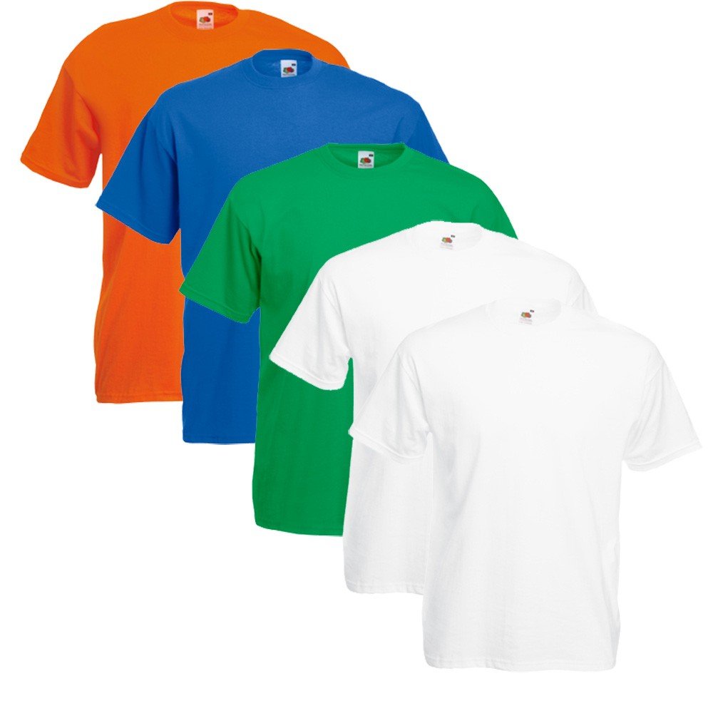 Fruit of the Loom Original T Logo Men's T-Shirt, Pack of 5 - Multicolour - Small