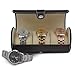 Sorbus Leatherette Roll Traveler's Watch Storage Organizer for 3 Watch and/or Bracelets, Black