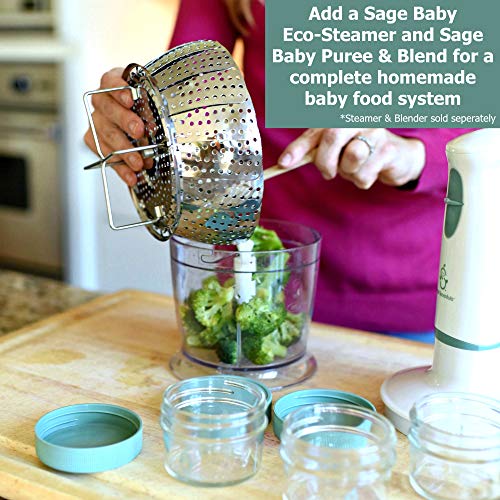 Sage Spoonfuls Glass Baby Food Jars with Lids 3-Pack of Ounce