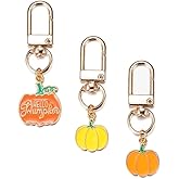 SWJEWEL 3pcs Thanksgiving Pumpkin Cute Keychain Set Leaf Small Key Chain for Women Bag Charm Car Key Ring Pendant PUMPKIN
