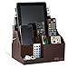 EZR life All-in-One Remote Control Holder, Caddy, Organizer - Brown Leather - Also Holds Phones, Tablets, Books, Glasses (8 compartments, up to 14 remotes) primary