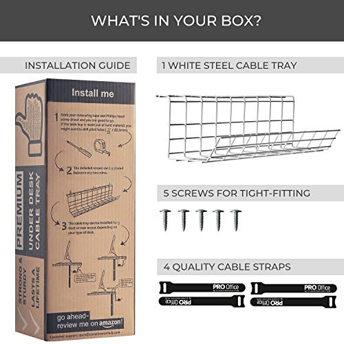 image for ProOffice Under Desk Cable Management Tray with Straps - Cable Organiz
