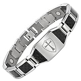 Willis Judd Titanium Magnetic Bracelet Knights Templar Cross Shield Black Carbon Fiber Adjustable