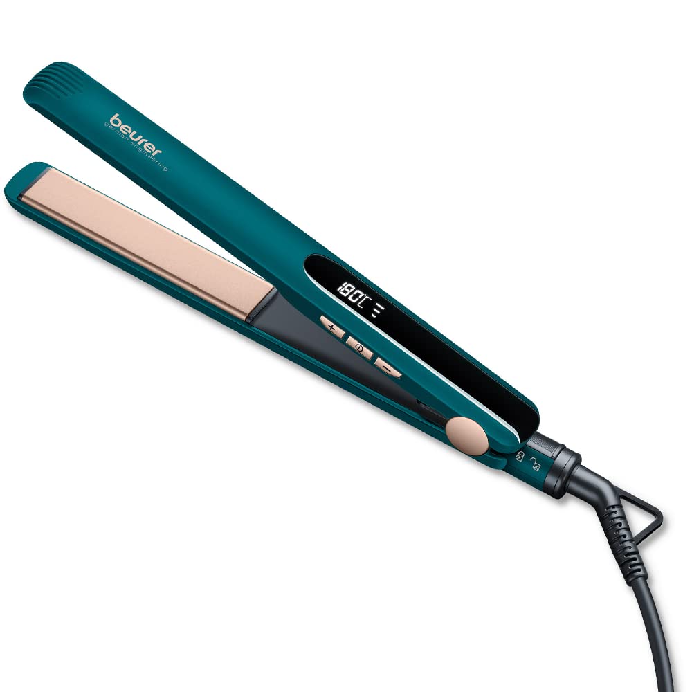 Beurer HS50 Ocean Hair Straightener With Ceramic-Keratin-Coating, Multi-Stage Temperature Control (120 - 220 °C) & LED-Display, Automatic Switch-off