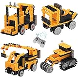 Toyard STEM Toys for Boy Remote Control Building Kits Ingenious Machines Robot Truck, Forklift, Bulldozer and Crane