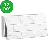 Fantasnight White Tile Stickers 30x15cm 12Pcs Peel and Stick Waterproof view 4