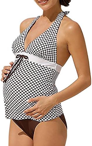 Womens Swimsuit One Piece Women's Maternity Tankinis Stripe Print Bikinis Swimsuit Beachwear Pregnant Suit