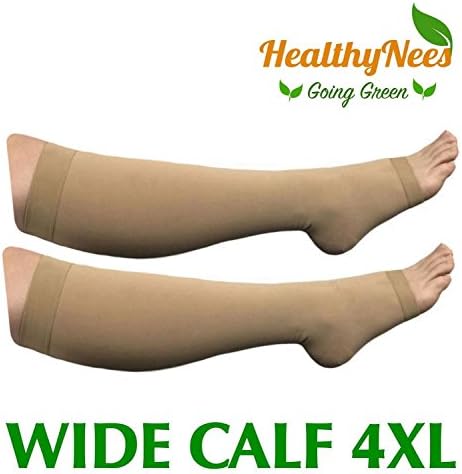 HealthyNees Big Tall Plus Calf Extra Wide 20-30 mmHg Open Toe Compression Socks