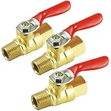 Nigo AN10 Series Forged Brass Mini Ball Valve, 180 Degree Operation Handle, NPT Male x NPT Female, Rated to 600WOG (1/4"x1/4")- 3 Pack