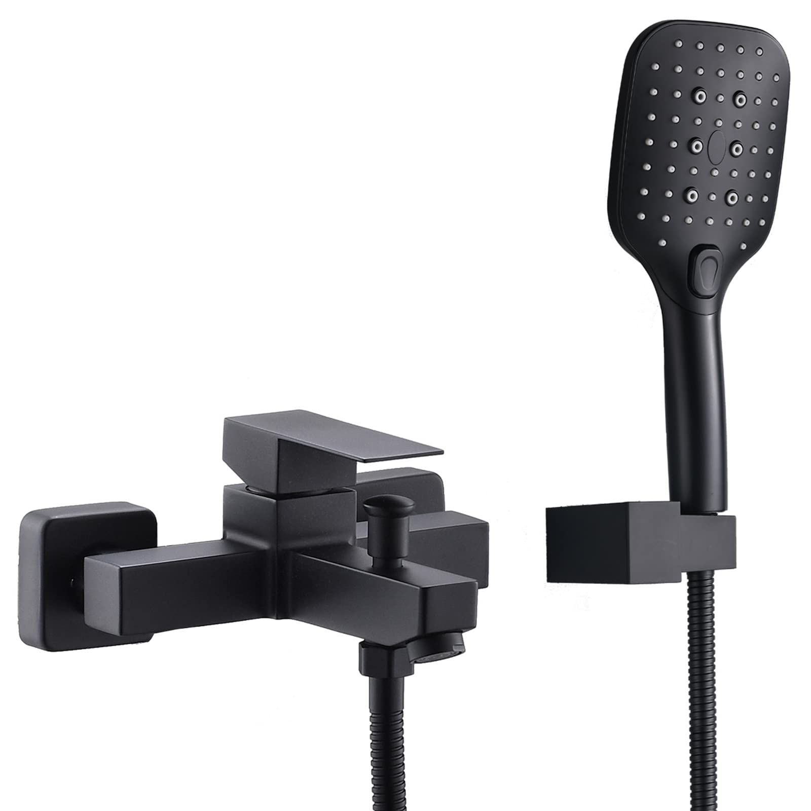 Wall Mounted Bath Taps with Shower Black Bath Filler Tap with Hand Held Shower,SUS304 Stainless Steel,1.5M Shower Hose,3 Mode Shower,KAPHOME
