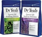 Dr. Teal's Epsom Salt Soaking Solution Bundle - 2 Relax & Relief Eucalyptus Spearmint 3lbs and 2 Sooth & Sleep Lavender 3lbs