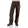 Carhartt Men's Loose Straight Washed Duck Double-Front Dungaree, Dark Brown, 34W x 30L