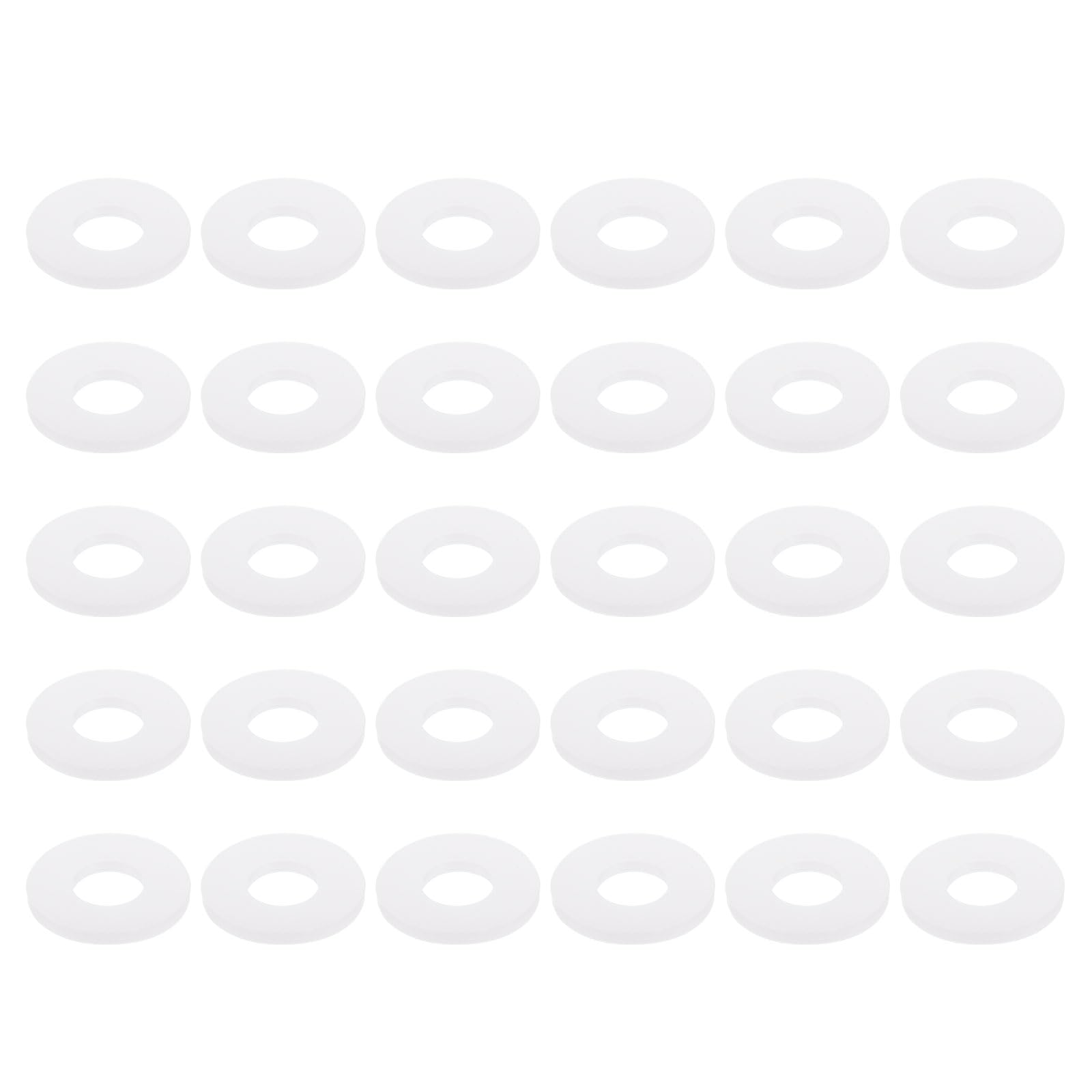 PATIKIL Nylon Flat Washers 7mm ID 16mm OD 1.5mm Thick M7 Hard Plastic Round Sealing Flange Gaskets-Applications for Machinery Electronics -[Qty 30 White]