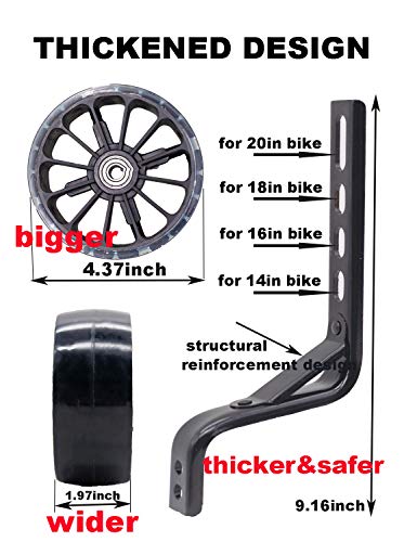 moli dee Training Wheels, Thicken Bike Training Wheels for Kids Under 100lb with Heavy Duty Stainless Steel for 14, 16, 18, 20 Inch (Black)