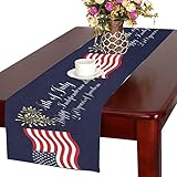 InterestPrint Independence Day USA Flag Cotton Table Runner Placemat 16 x 72 inch, American July of 4th Table Linen Cloth for Office Kitchen Dining Wedding Party Home Decor