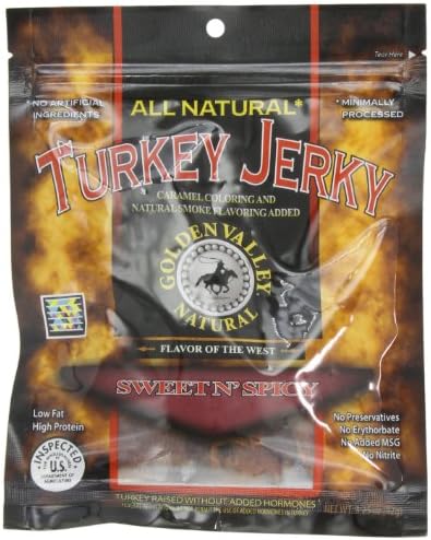 Golden Valley Natural Turkey Jerky, Sweet N' Spicy, 3.25-Ounces Pouches (Pack of 8)