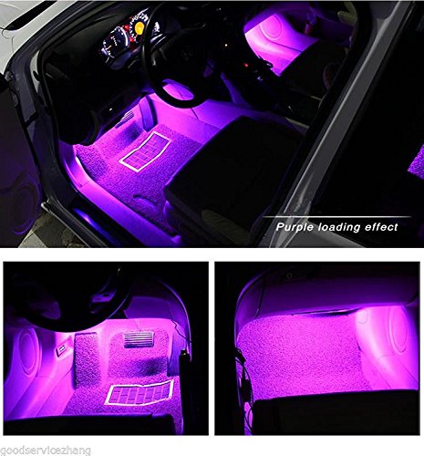 LED Interior Car Lights - HenLight 4pcs 7 Color RGB 36 LED Decorative Atmosphere Neno Lights Strip Waterproof Underdash Lighting Kit with Wireless Remote Control and Car Charge - Thumbnail 6