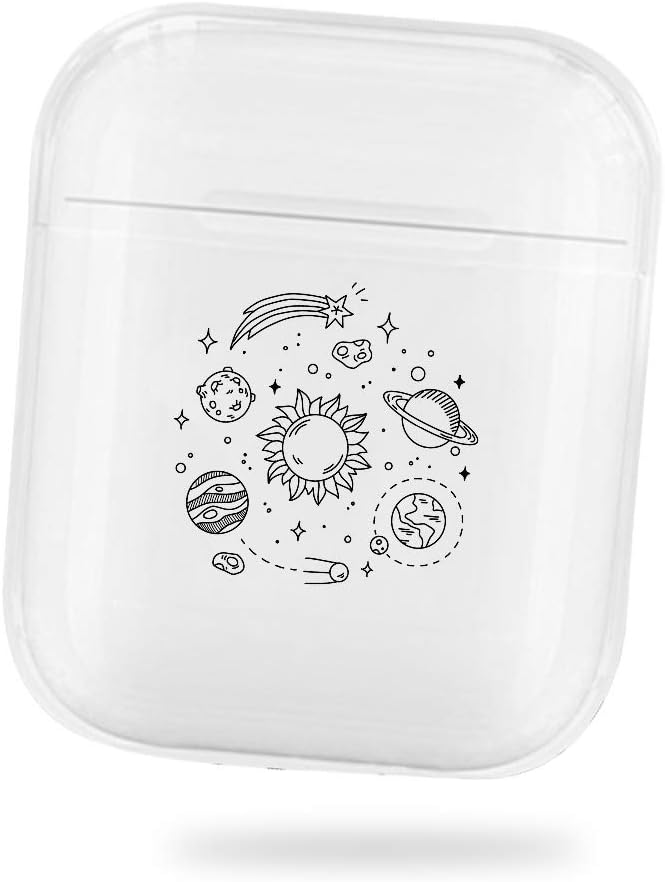 Fifet Case Cover for AirPods- Planet Pattern Printed Clear Design 360°Protective Transparent PC Case Cover Fit For Apple Airpods pro 2 & 1 Transparent