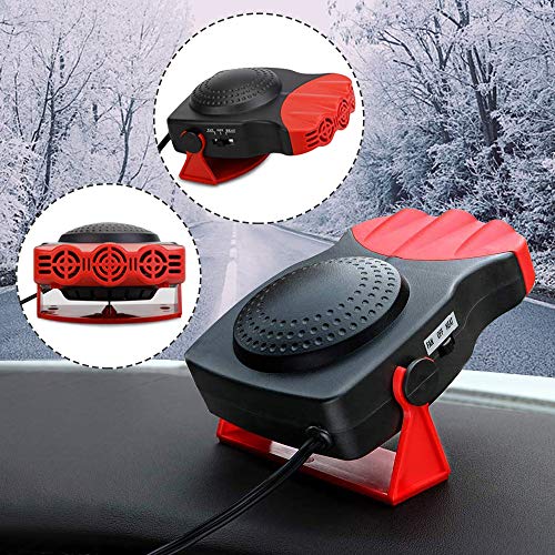 Car Heater - Portable Car Defrost Defogger 12V 150W Auto Electronic Heater Fan Fast, 2 in 1 Heating/Cooling Function 3-Outlet, Plug Adjustable Thermostat in Cigarette Lighter Heater