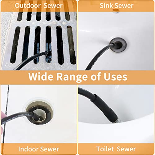Azdele Sewer Jetter Kit for Pressure Washer 100 FT,Sewer Jetter Nozzles